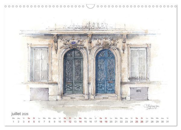 Produktbild: BORDEAUX, promenade dessin&eacute;e (Calendrier mural 2026 DIN A3 vertical), CALVENDO calendrier mensuel