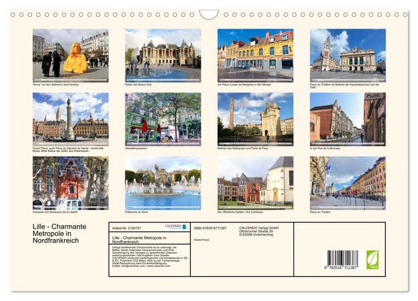 Produktbild: Lille - Charmante Metropole in Nordfrankreich (Wandkalender 2026 DIN A3 quer), CALVENDO Monatskalender