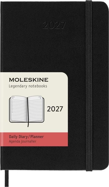 Produktbild: Moleskine 12 Monate Tageskalender 2027, Pocket/A6, 1 Tag = 1 Seite, fester Einband, Schwarz