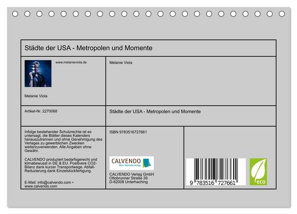 Produktbild: St&auml;dte der USA - Metropolen und Momente (Tischkalender 2026 DIN A5 quer), CALVENDO Monatskalender