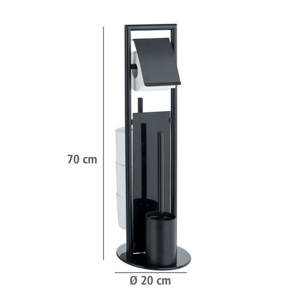 Produktbild: Stand WC-Garnitur Mod. Ravina, Schwarz, mit Ersatzrollenhalter f&uuml;r 3 Rollen
