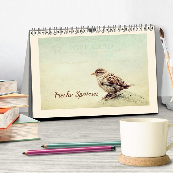 Produktbild: Freche Spatzen (Tischkalender 2026 DIN A5 quer), CALVENDO Monatskalender