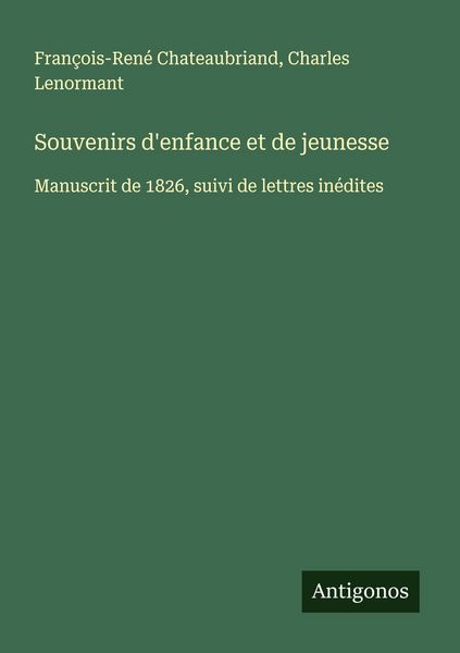 Produktbild: Souvenirs d'enfance et de jeunesse