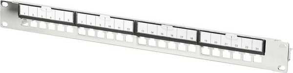 Produktbild: Digitus DN-91411-G 24 Port Patch-Panel 483 mm (19") 1 HE Stahl, Verzinkt, Schwarz, Schwarz (RAL 9005), Metall Unbest&uuml;ckt