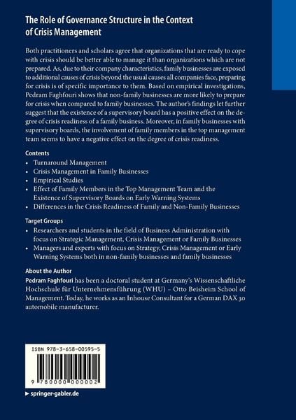 Produktbild: The Role of Governance Structure in the Context of Crisis Management