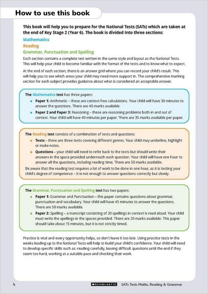 Produktbild: Grammar, Reading & Maths SATs Test Ages 10-11