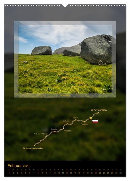 Produktbild: Jakobsweg Via Podiensis (Wandkalender 2026 DIN A2 hoch), CALVENDO Monatskalender