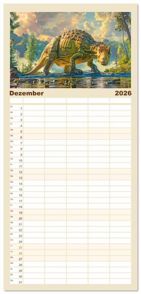 Produktbild: Familienplaner 2026 - Vergessene Wunder - Ein Jahr mit ausgestorbenen Tieren mit 5 Spalten (Wandkalender, 21 x 45 cm) CALVENDO