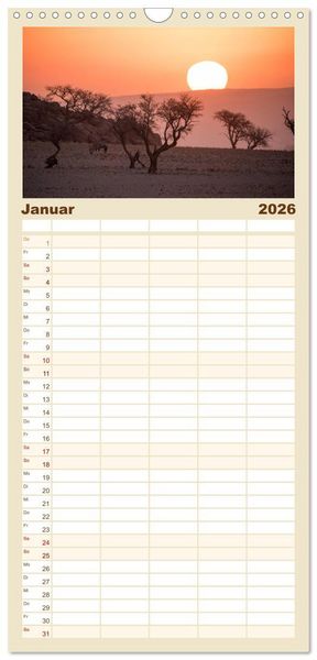 Produktbild: Familienplaner 2026 - Namibia - Sehnsucht der Ferne mit 5 Spalten (Wandkalender, 21 x 45 cm) CALVENDO