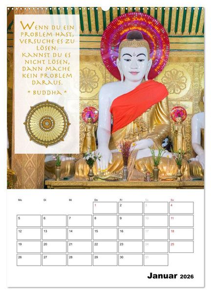 Produktbild: BUDDHAS ZITATE Buddhistische Weisheiten (Wandkalender 2026 DIN A2 hoch), CALVENDO Monatskalender
