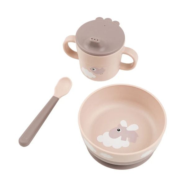 Geschirr-Set Happy clouds Rosa