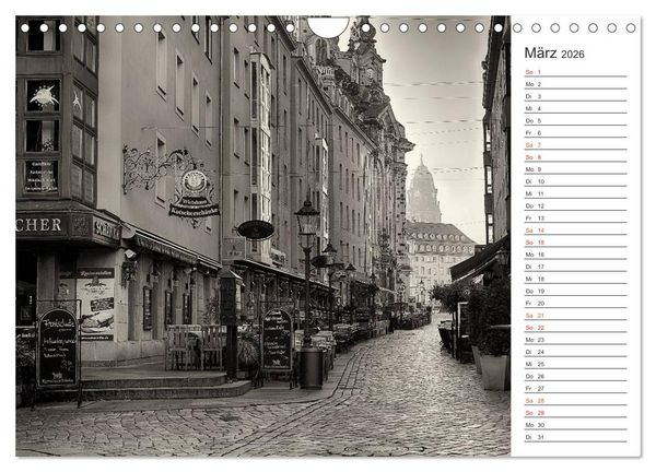 Produktbild: Dresden Schwarz-Wei&szlig; (Wandkalender 2026 DIN A4 quer), CALVENDO Monatskalender