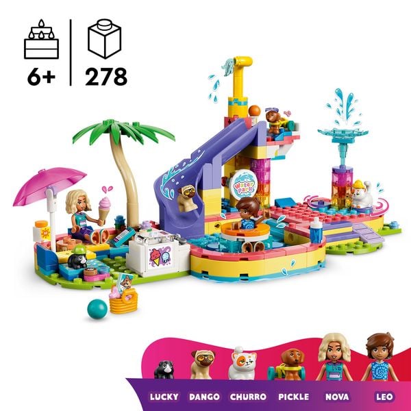 Produktbild: LEGO Friends 42676 Lustiger Tag im Wasserpark, Bauset mit 2 Spielfiguren und 4 Spielzeugtieren