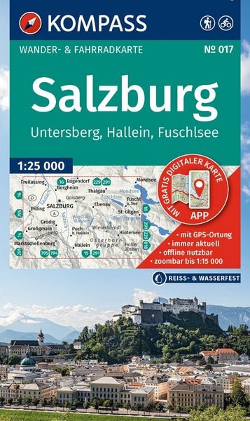 Produktbild: KOMPASS Wanderkarte 017 Salzburg, Untersberg, Hallein, Fuschlsee 1:25.000