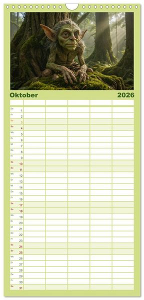 Produktbild: Familienplaner 2026 - Keltische Legenden - Die kleinen Wesen der Natur mit 5 Spalten (Wandkalender, 21 x 45 cm) CALVENDO