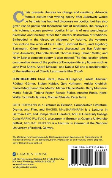 Produktbild: German and European Poetics After the Holocaust