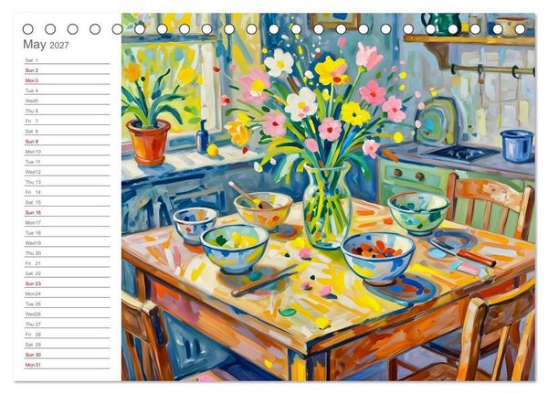 Produktbild: Painted Kitchen Moments - Twelve expressive interiors (Desk Calendar 2027 DIN A5 landscape), CALVENDO 12 Month DeskCalendar