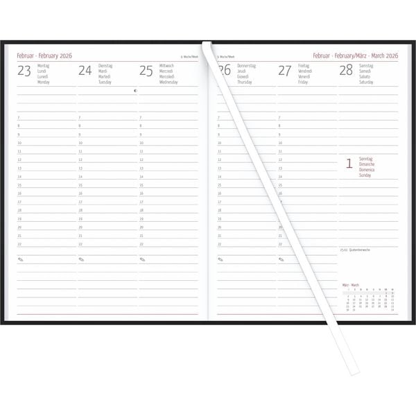 Produktbild: Campustimer Black - A5 Semester-Planer - Studenten-Kalender 2025/2026 - Notiz-Buch - schwarz - Weekly - Alpha Edition