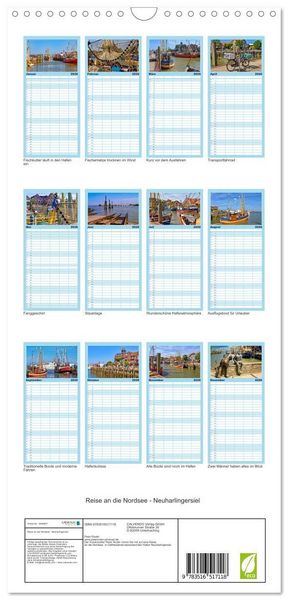 Produktbild: Familienplaner 2026 - Reise an die Nordsee - Neuharlingersiel mit 5 Spalten (Wandkalender, 21 x 45 cm) CALVENDO