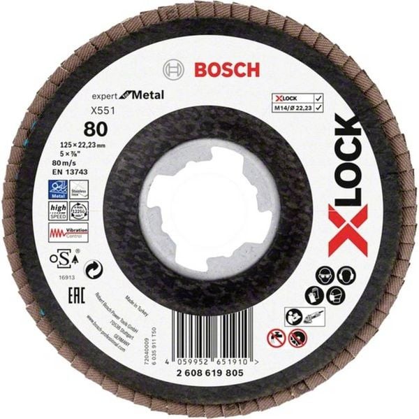 Bosch Accessories 2608619805 X551 Fächerschleifscheibe Durchmesser 125 mm Bohrungs-Ø 22.23 mm 1 St.