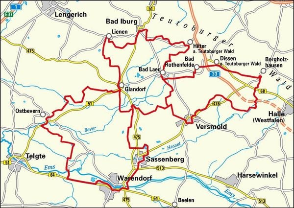 Produktbild: BVA Radwanderkarte Grenzg&auml;ngerroute Teuto-Ems 1:50.000