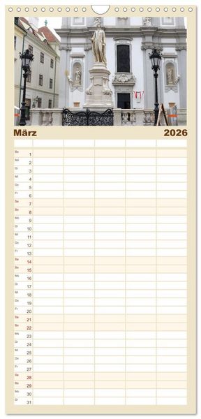 Produktbild: Familienplaner 2026 - Bezauberndes Wien mit 5 Spalten (Wandkalender, 21 x 45 cm) CALVENDO