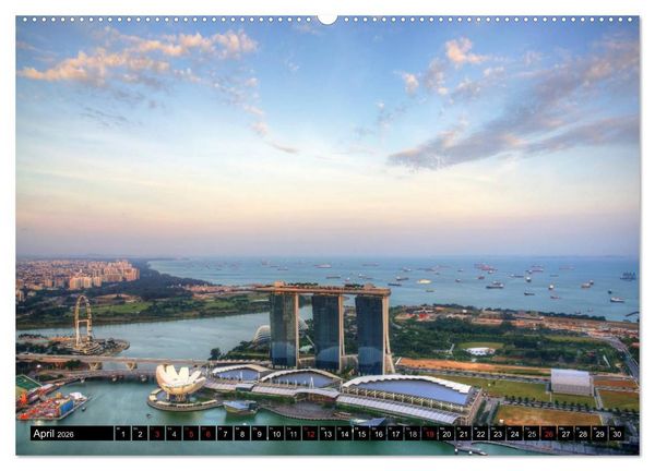 Produktbild: Singapur - Einzigartige Skylines (hochwertiger Premium Wandkalender 2026 DIN A2 quer), Kunstdruck in Hochglanz