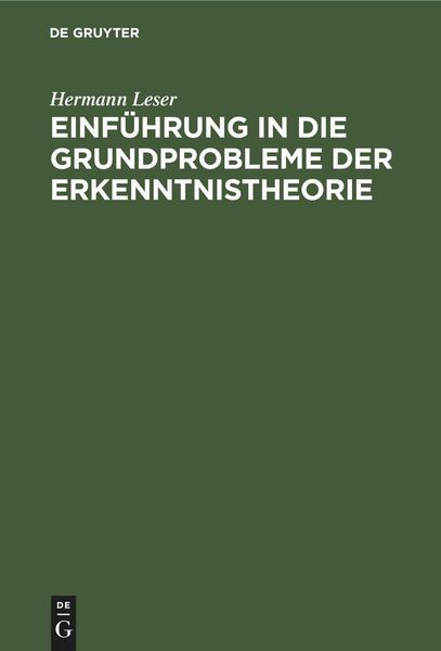 Produktbild: Einf&uuml;hrung in die Grundprobleme der Erkenntnistheorie