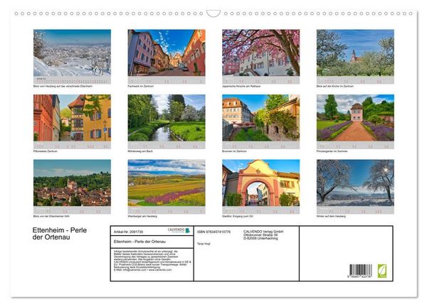 Produktbild: Ettenheim - Perle der Ortenau (Wandkalender 2026 DIN A2 quer), CALVENDO Monatskalender