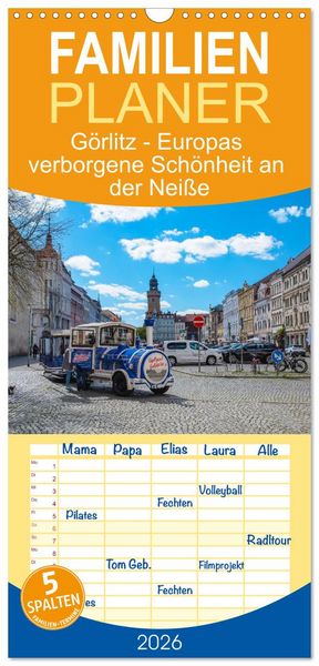 Produktbild: Familienplaner 2026 - G&ouml;rlitz - Europas verborgene Sch&ouml;nheit an der Nei&szlig;e mit 5 Spalten (Wandkalender, 21 x 45 cm) CALVENDO