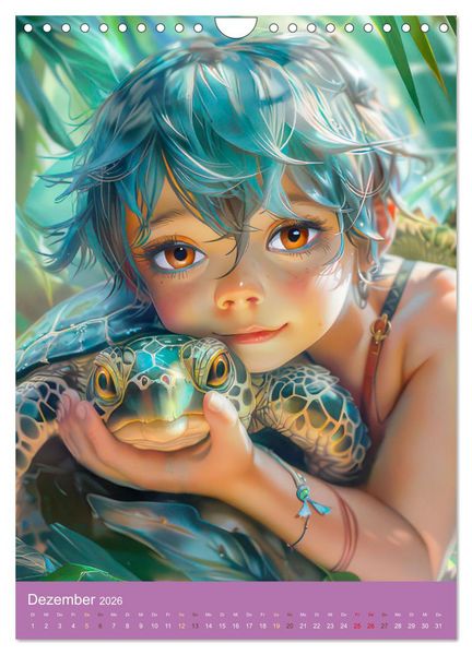 Produktbild: Manga Kinder - Unersch&uuml;tterliche Tierliebe (Wandkalender 2026 DIN A4 hoch), CALVENDO Monatskalender