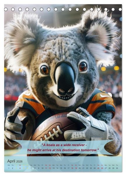 Produktbild: American football with funny animals (Desk Calendar 2026 DIN A5 portrait), CALVENDO 12 Month DeskCalendar