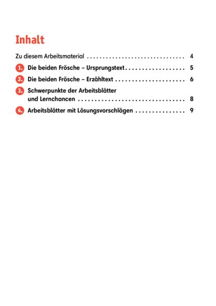 Produktbild: Arbeitsmaterial Grundschule. Fabeln f&uuml;r den Deutschunterricht. Die beiden Fr&ouml;sche: Eine Fabel von &Auml;sop.