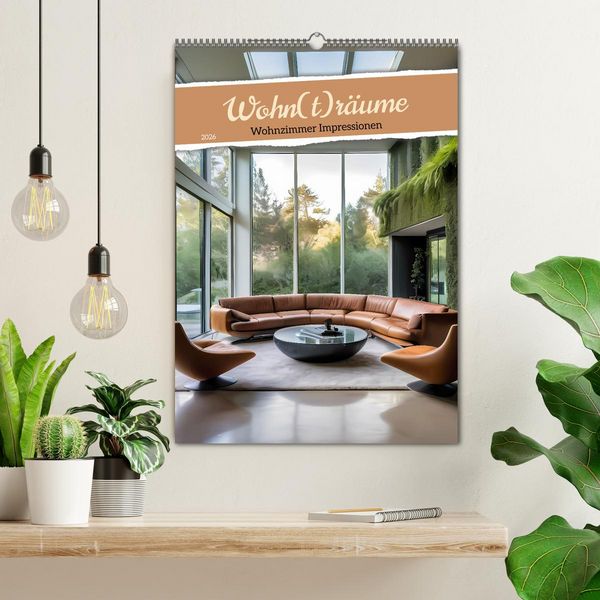 Produktbild: Wohn(t)r&auml;ume - Wohnzimmer Impressionen (Wandkalender 2026 DIN A2 hoch), CALVENDO Monatskalender