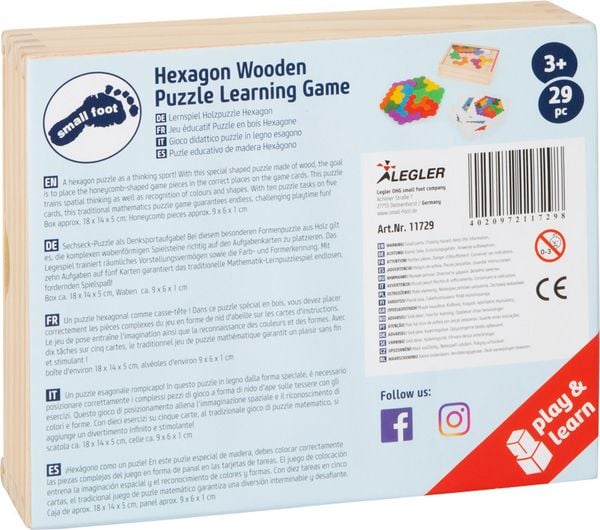 Produktbild: Lernspiel Holzpuzzle Hexagon