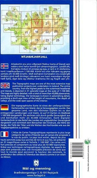 Produktbild: Island Atlaskort 17 Nyjab&aelig;jarfjall 1:100.000