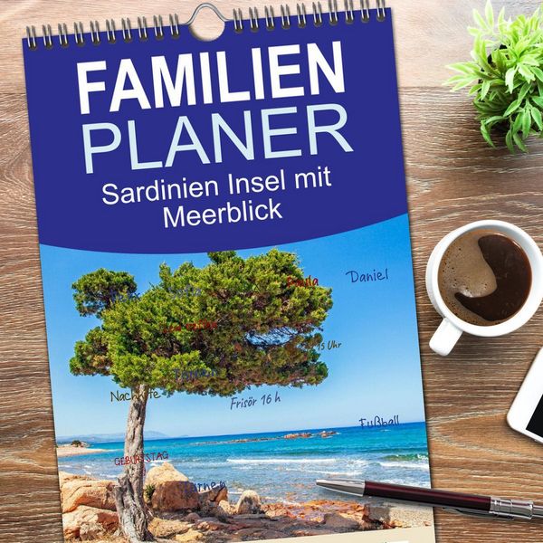 Produktbild: Familienplaner 2026 - Sardinien Insel mit Meerblick mit 5 Spalten (Wandkalender, 21 x 45 cm) CALVENDO