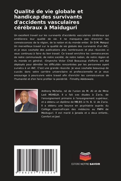 Produktbild: Qualit&eacute; de vie globale et handicap des survivants d'accidents vasculaires c&eacute;r&eacute;braux &agrave; Maiduguri