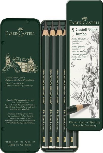Produktbild: Faber-Castell Bleistifte Castell 9000 Jumbo HB 2B 4B 6B 8B, 5er Set