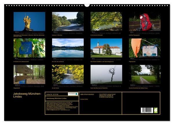 Produktbild: Jakobsweg M&uuml;nchen-Lindau (Wandkalender 2026 DIN A2 quer), CALVENDO Monatskalender