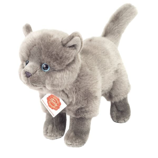 Teddy Hermann 91836 - Katze Kartäuser stehend, 20 cm, Plüschtier