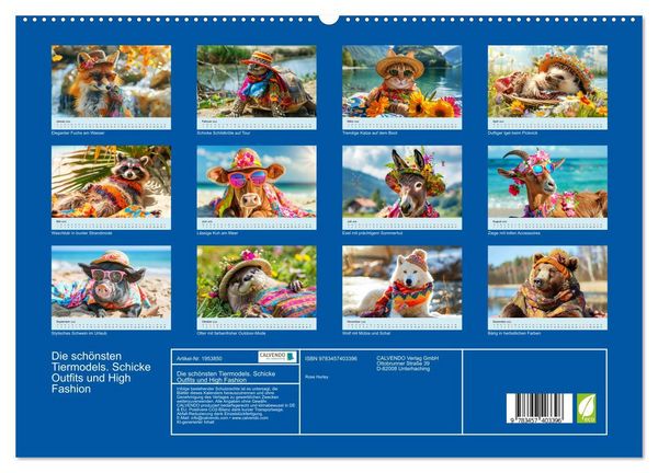 Produktbild: Die sch&ouml;nsten Tiermodels. Schicke Outfits und High Fashion (hochwertiger Premium Wandkalender 2026 DIN A2 quer), Kunstdruck in Hochglanz