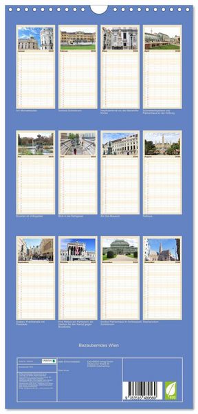 Produktbild: Familienplaner 2026 - Bezauberndes Wien mit 5 Spalten (Wandkalender, 21 x 45 cm) CALVENDO