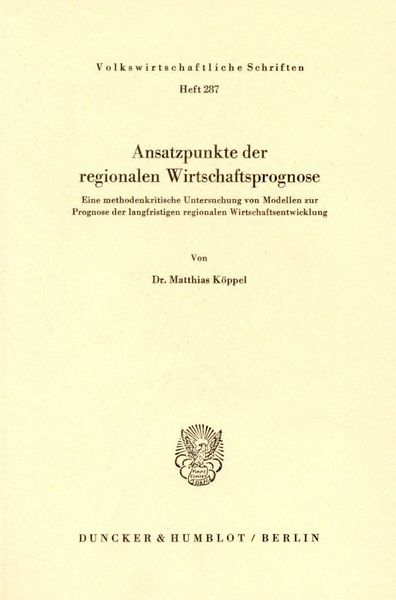 Produktbild: Ansatzpunkte der regionalen Wirtschaftsprognose.