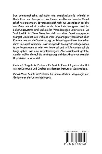 Produktbild: Soziale Gerontologie und Sozialpolitik f&uuml;r &auml;ltere Menschen