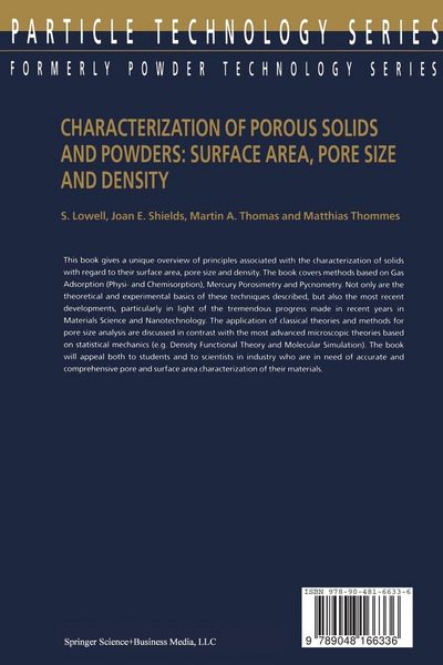 Produktbild: Characterization of Porous Solids and Powders: Surface Area, Pore Size and Density