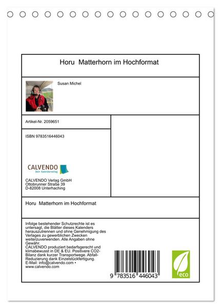 Produktbild: Horu Matterhorn im Hochformat (Tischkalender 2026 DIN A5 hoch), CALVENDO Monatskalender