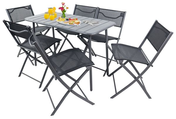 Produktbild: 7 tlg. Bistroset Balkonset Gartenset Metall Sumila