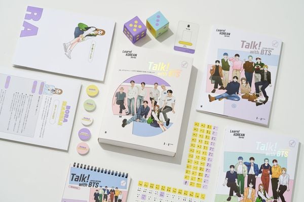 Produktbild: Talk! With BTS (Global edition) | 2-Book Set (without Motipen) | Korean Learning for Basic Learners | Korean Keyboard Stickers