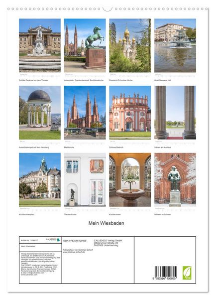 Produktbild: Mein Wiesbaden (hochwertiger Premium Wandkalender 2026 DIN A2 hoch), Kunstdruck in Hochglanz